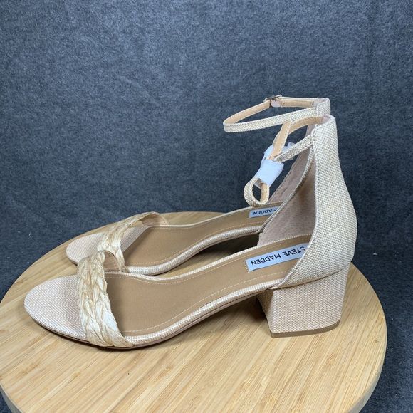 Steve Madden Women's Size 11 Renee Beige Leather Open Toe High Heel Sandals - Picture 3 of 7